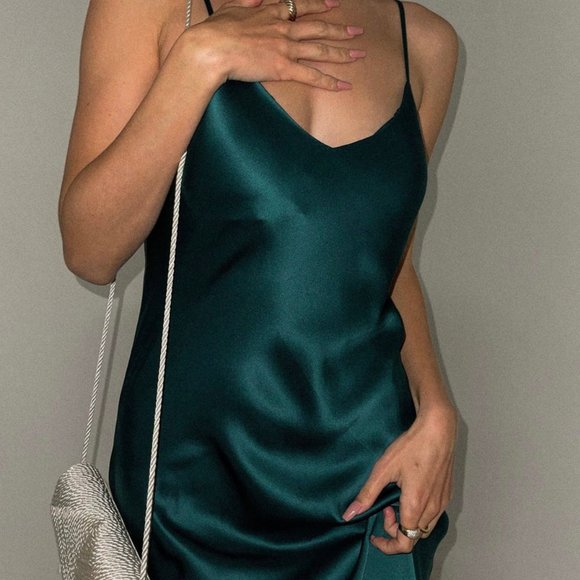 Vintage Other - Vintage Alexandra Nicole Dark Green Satin Lingerie Nightie Slip Dress Size XXL